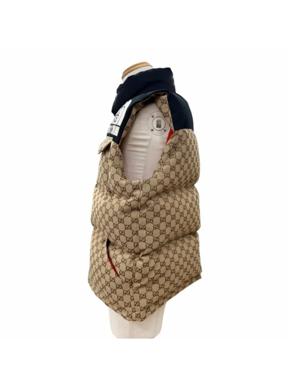 Gucci the North Face GG Padded Vest Pattern Down Beige Black XS